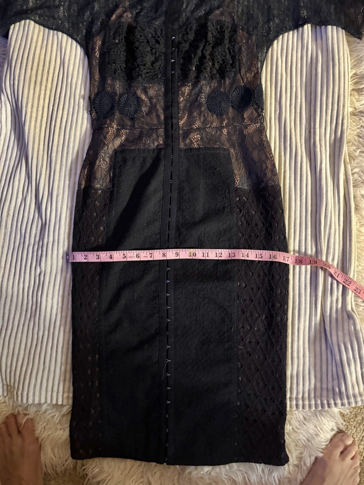 Vtg Byron Lars Navy Blue Stretch Lace Nude Illusion Wiggle Dress Pencil S M