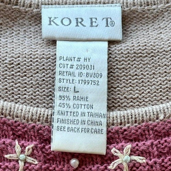 Y2K Vintage Koret Textured Patchwork Colorblock Lnit with Embroidered Florals L