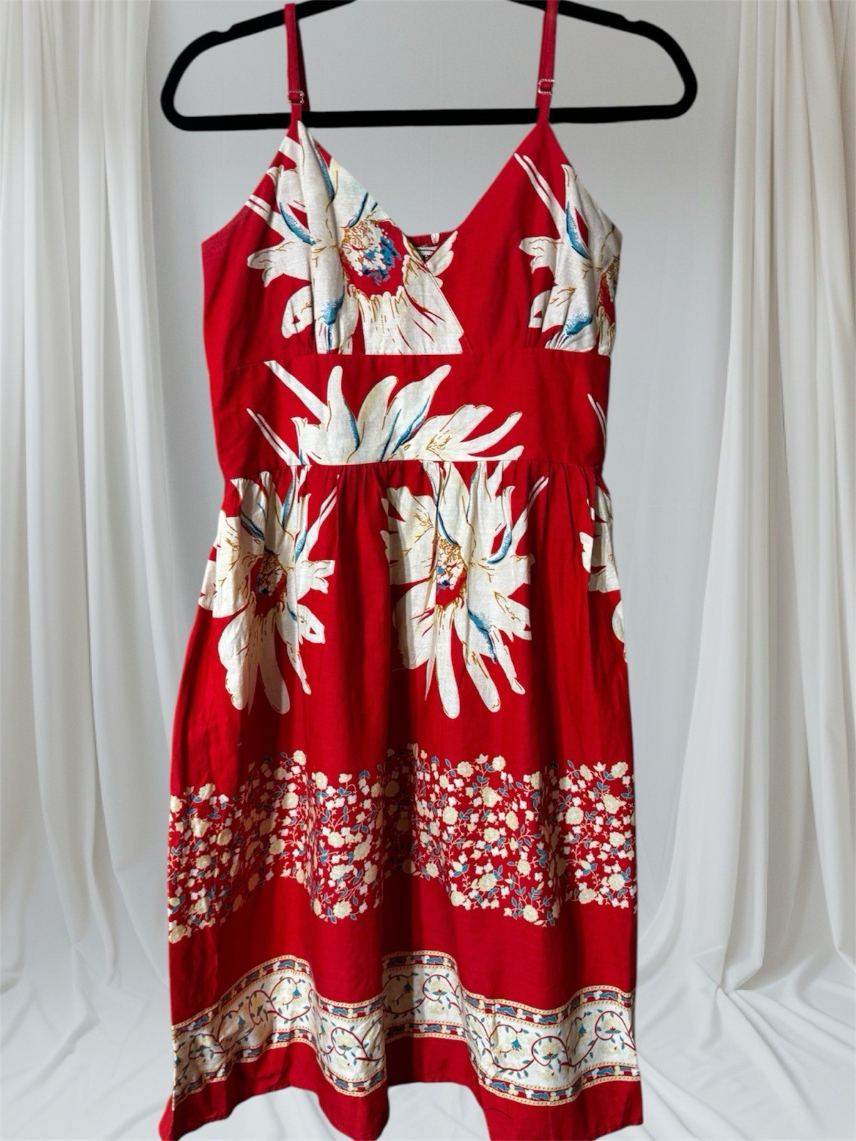 100% Cotton VTG MADE IN INDIA RED COTTON SLEEVLESS DRESS M