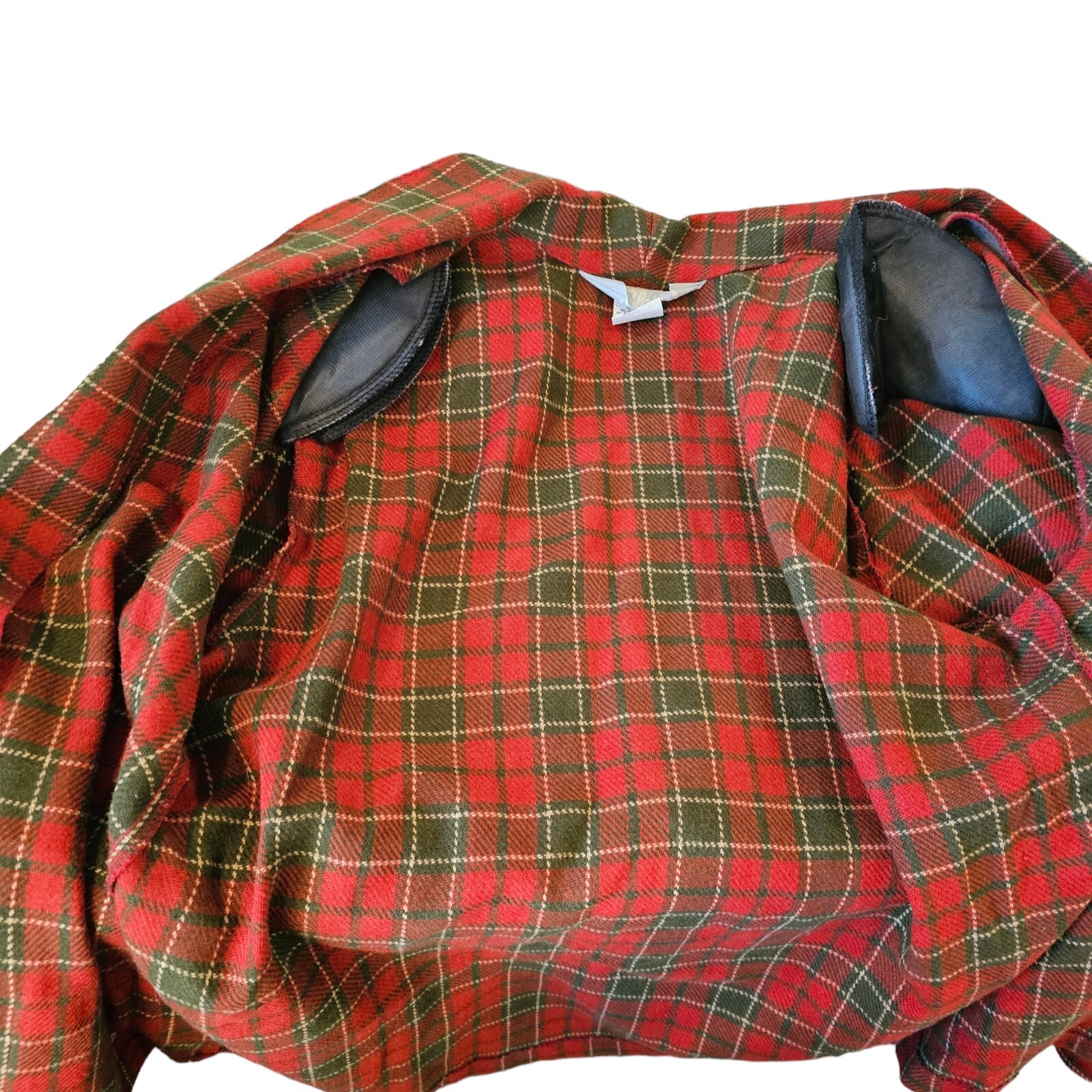 Vintage 70s Large Plaid Wool Blend Blazer Smoking Jacket Rust Orange Green