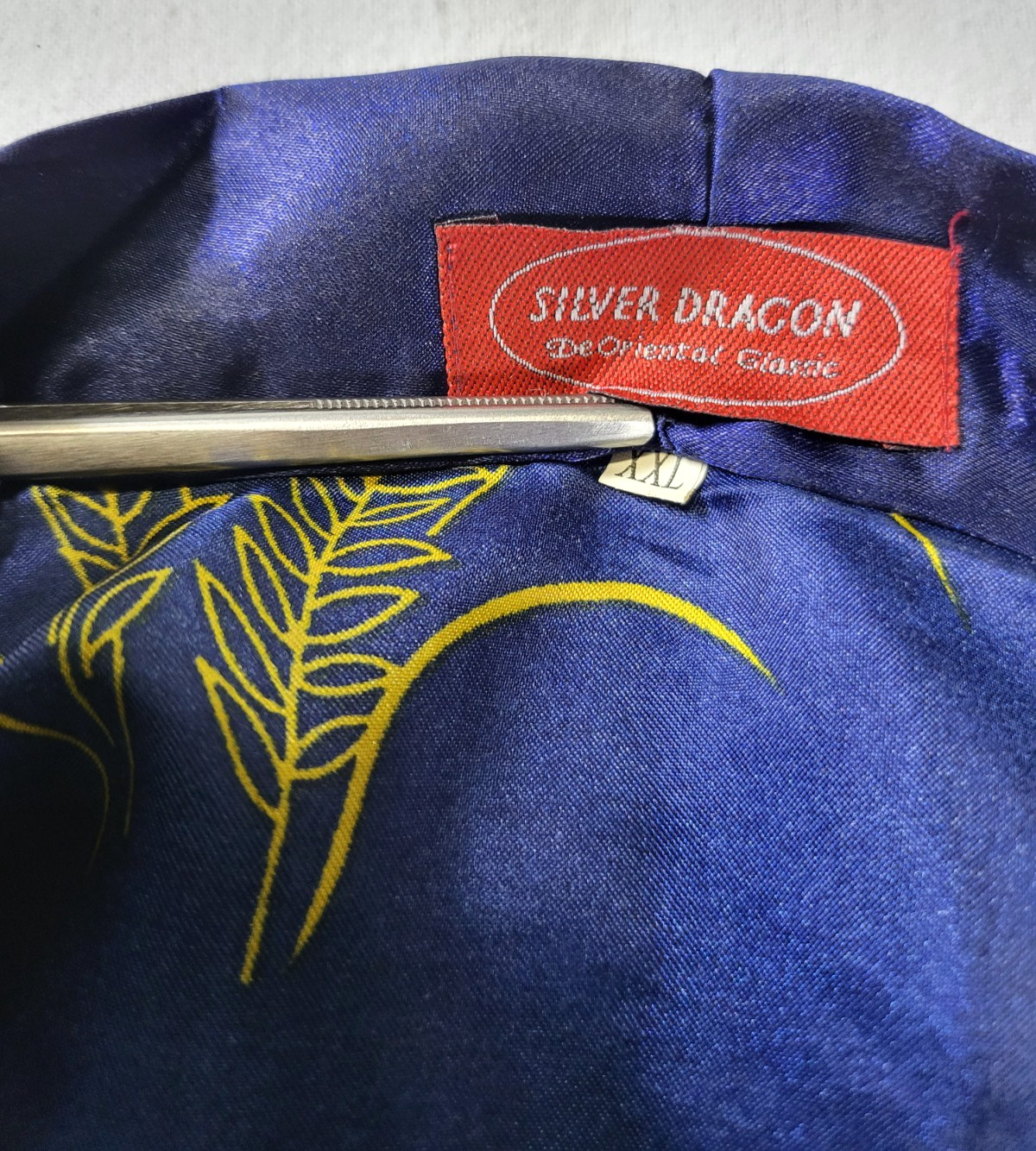 VTG Silver Dragon De Oriental Classic Blue Kimono Robe Geisha Womens XXL