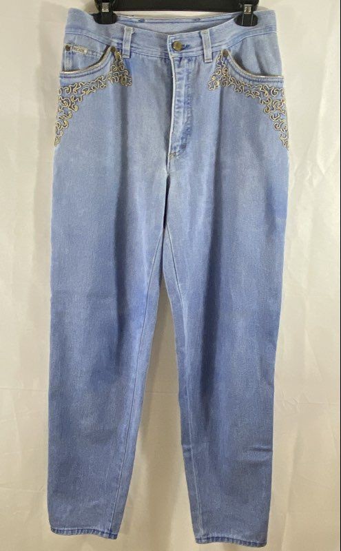 Vintage 80s Escada Margaretha Ley Women&rsquo;s Blue Embroidered Jeans Sz 40 30×31