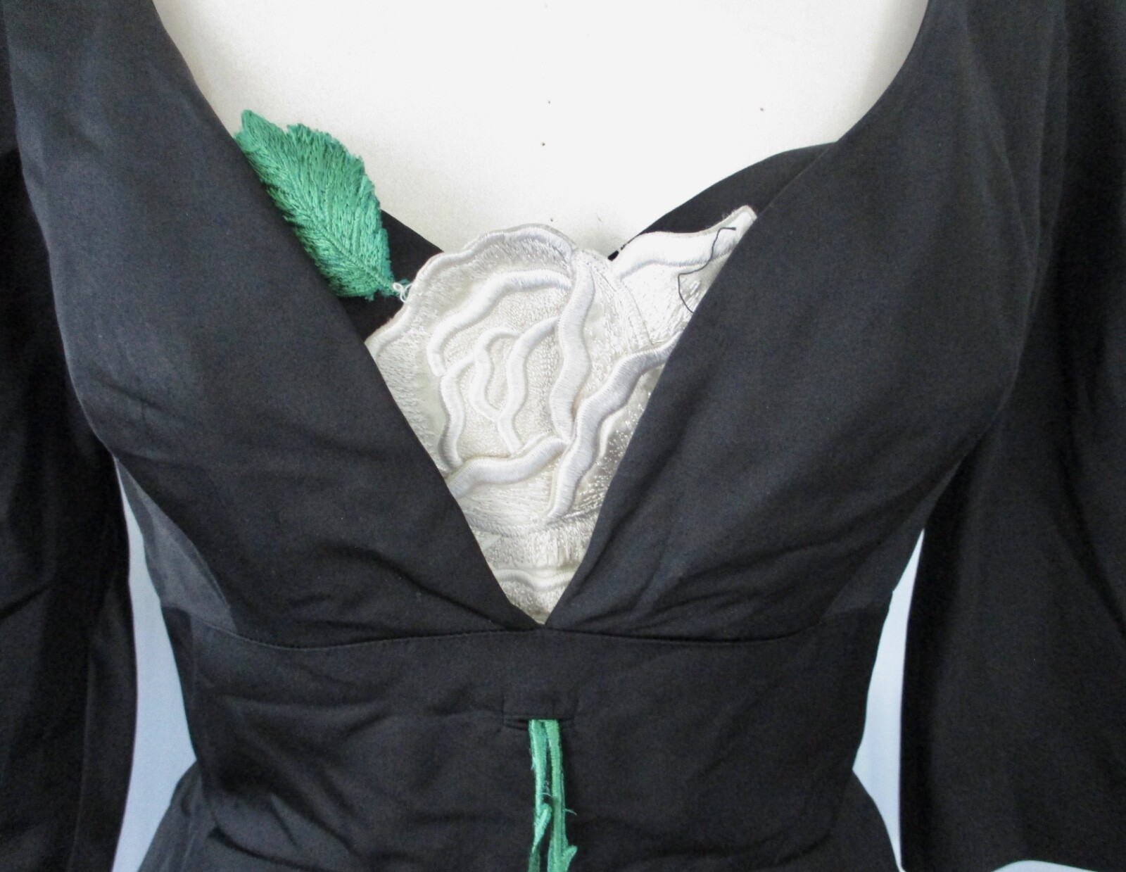 Vtg 40s Edith Small black satin taffeta dress inner bustier layered bustle S