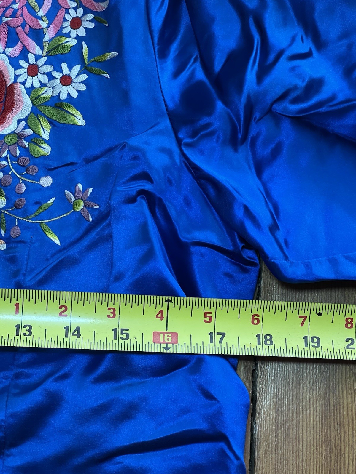 Vintage Plum Blossoms Blue Silk Jacket Chinese Heavily Embroidered Size 38