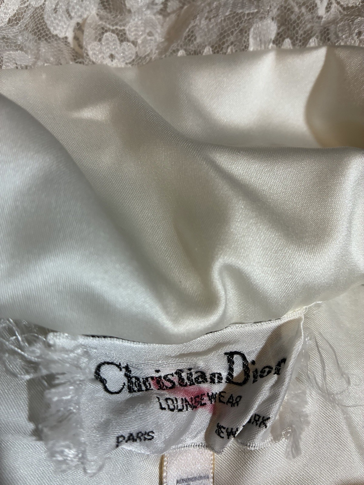 Christian Dior Ivory Lace Robe Peignoir with Satin Trim Belt Paris New York
