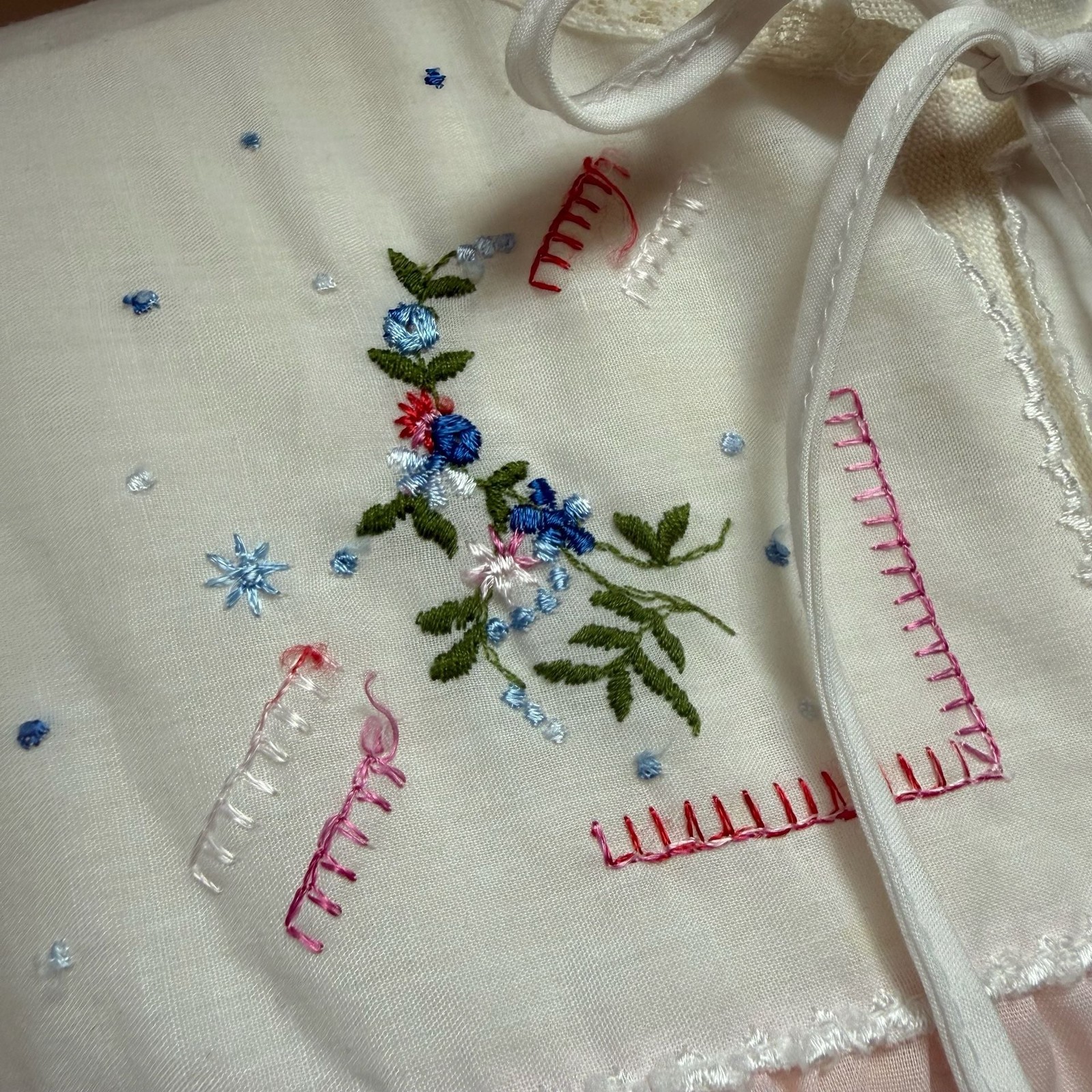 Vintage Montgomery Ward Pink Floral Embroidered Sleeveless Nightgown