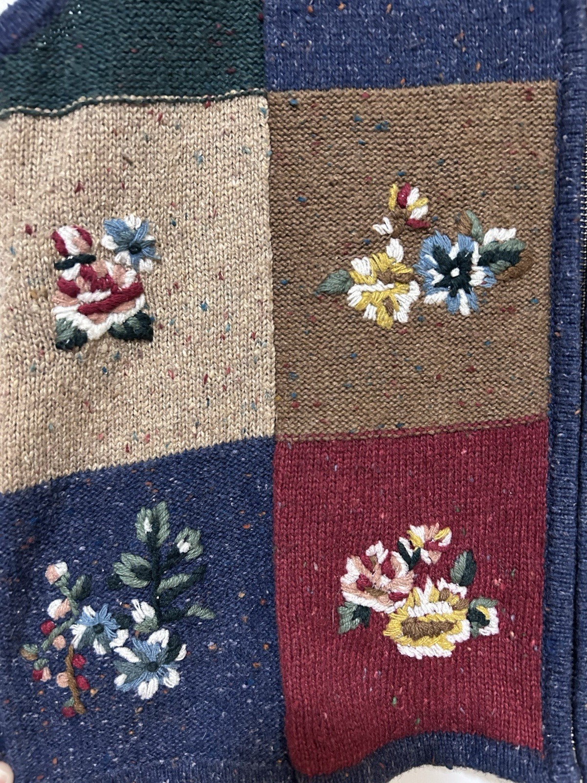 Vintage 90s Patchwork Floral Sweater Vest Grannycore Teacher Grandma Cottagecore
