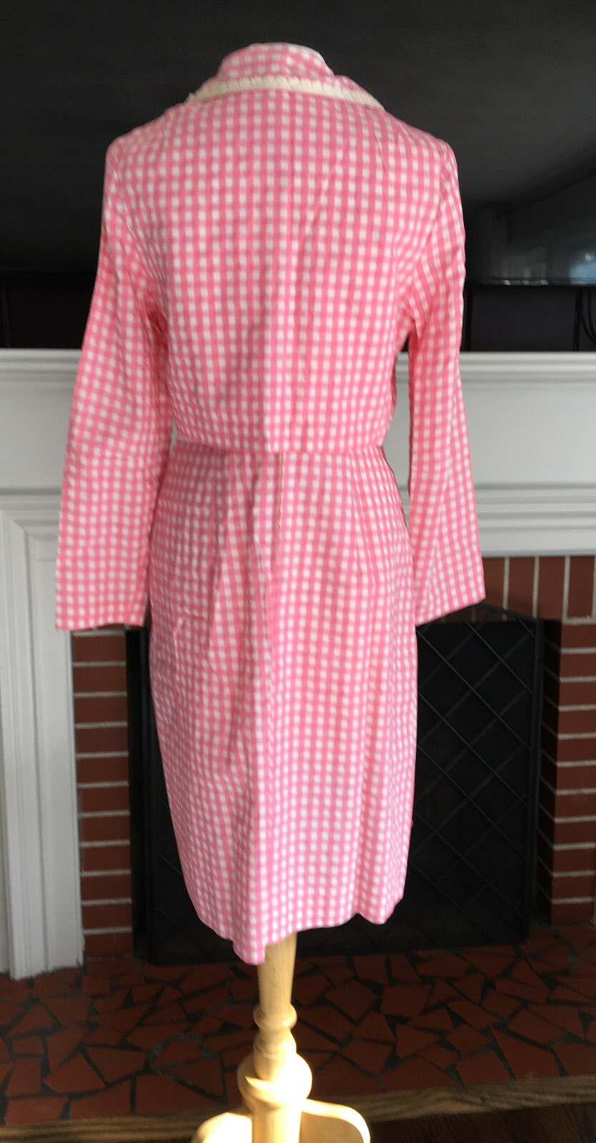 Vintage Pink White Gingham Check Sleeveless Shift Dress w/ Jacket Size 12 1960s