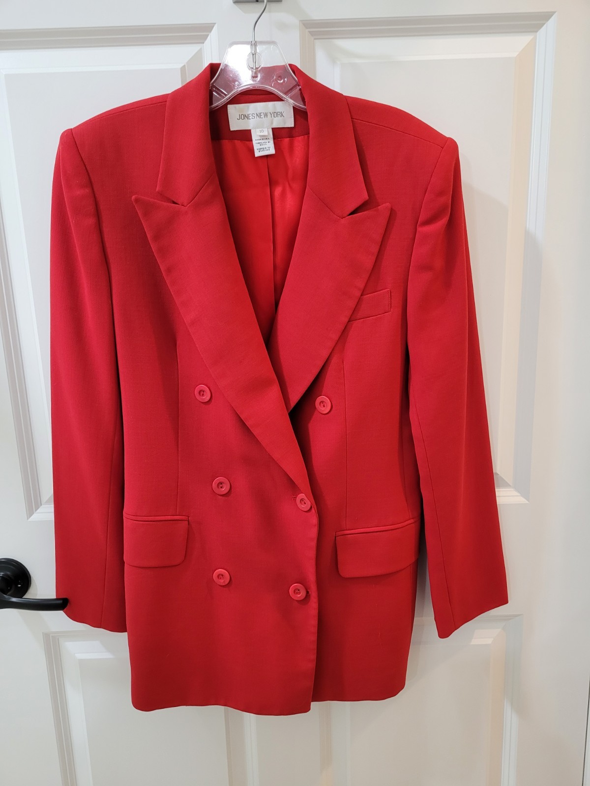 Vintage Jones New York Red 100% Wool Blazer Jacket Sz 10 See Description