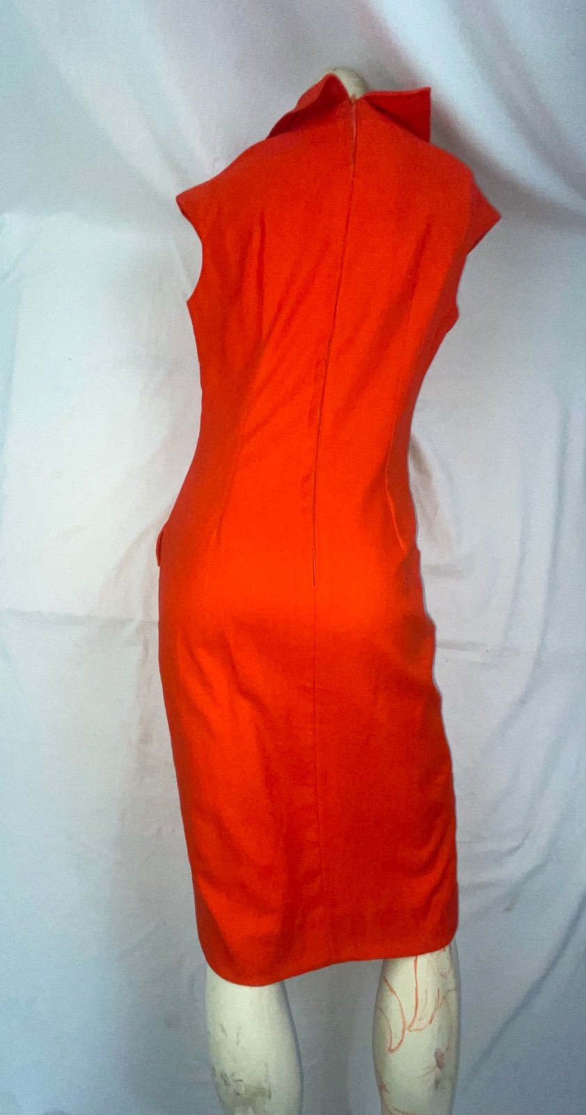 VTG 60S 70S WOMENS S ORANGE DISCO GOGO RETRO COTTON SLEEVELESS DRESS