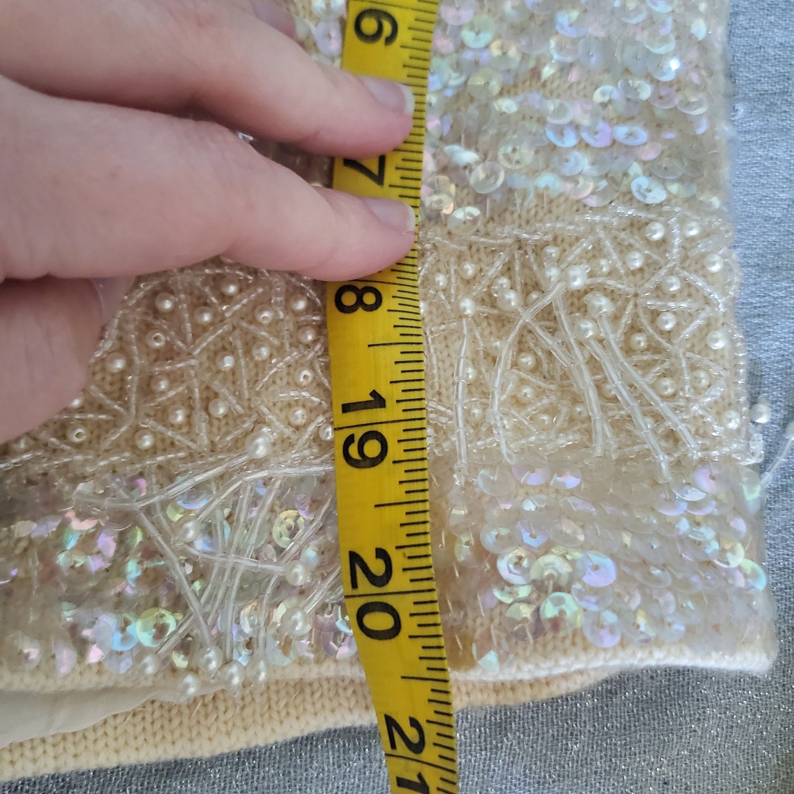 Vintage Alexanders Cream Wool Sequin Beaded Tank Top Shell Sz 38 Flapper Gatsby