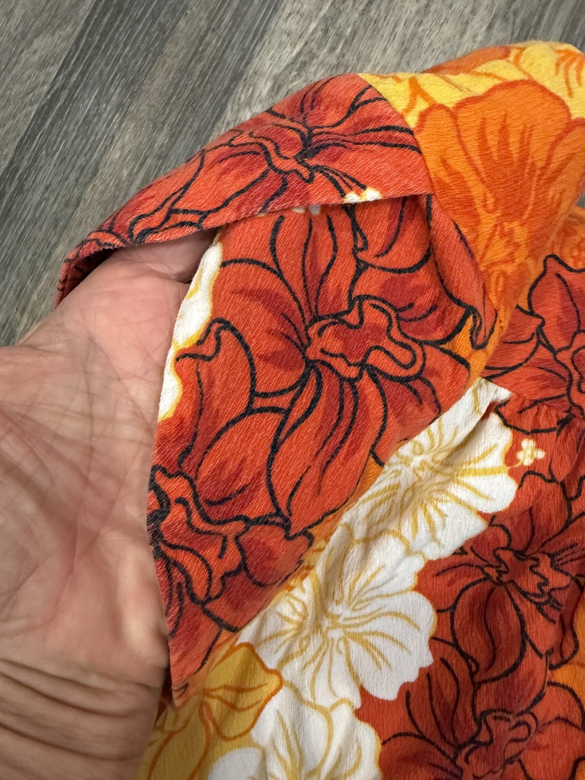 Vintage 70s PACIFIC ISLES Hibiscus Floral Hawaiian Barkcloth Muumuu Maxi Dress