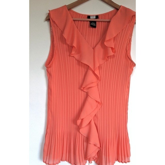 Studio 1940 Coral Pleated Ruffle Front V-Neck Sleeveless Blouse 18/20
