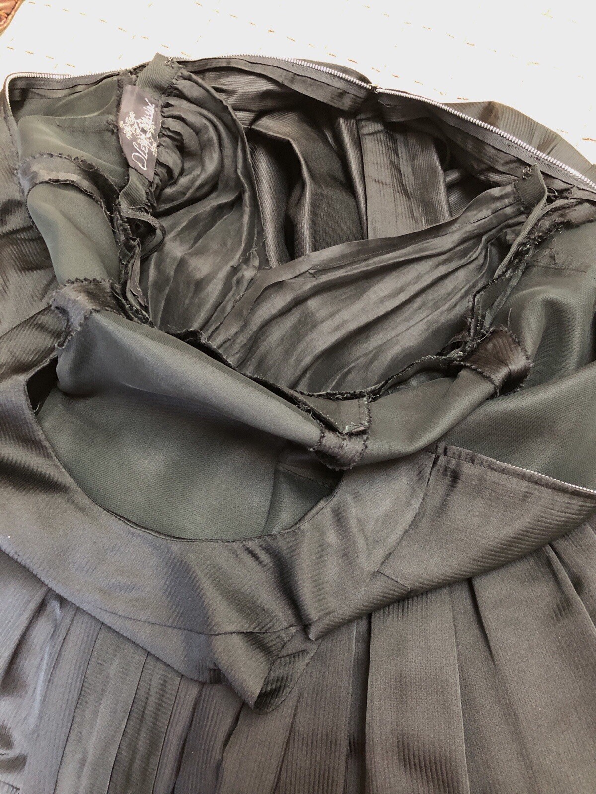 VTG 1950s OLEG CASSINI Silk Tuxedo Front BLACK TIE COUTURE Cocktail Dress XXS
