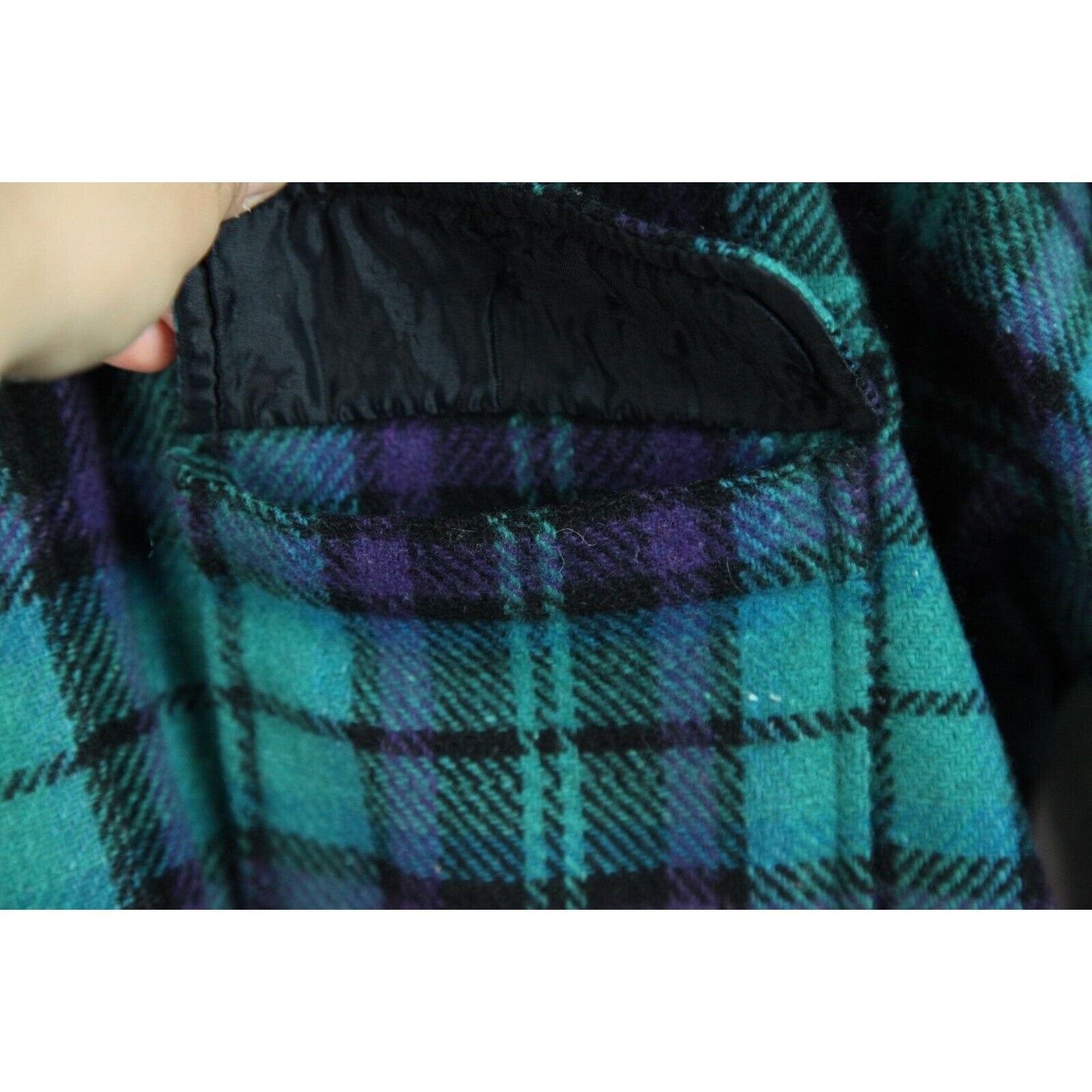 Womens Shacket Small Vintage Wool Plaid Shirt Oversize Baggy Cabincore Grunge
