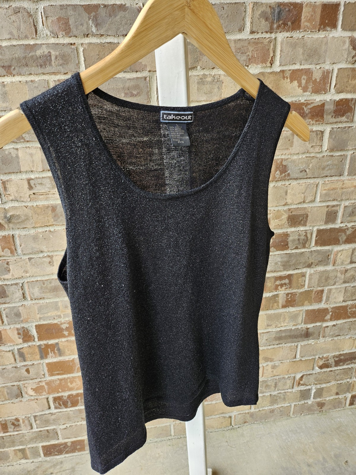 Vintage 1990s 2000s Black Glitter Sheer Tank Womens Small Junior Large Y2k