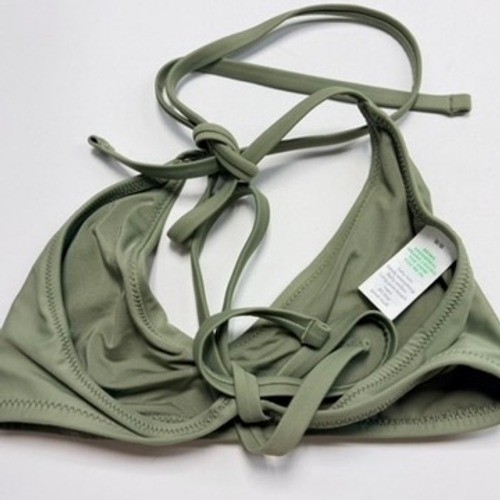 Aerie Voop Bikini Top Medium Olive Pink Stud Halter Swim NWOT