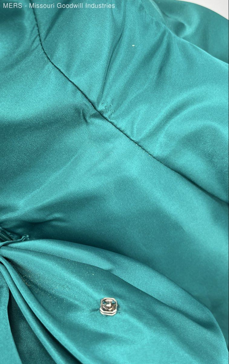 Womens Teal Solid Peplum Puff Sleeve Dress Size 9 10