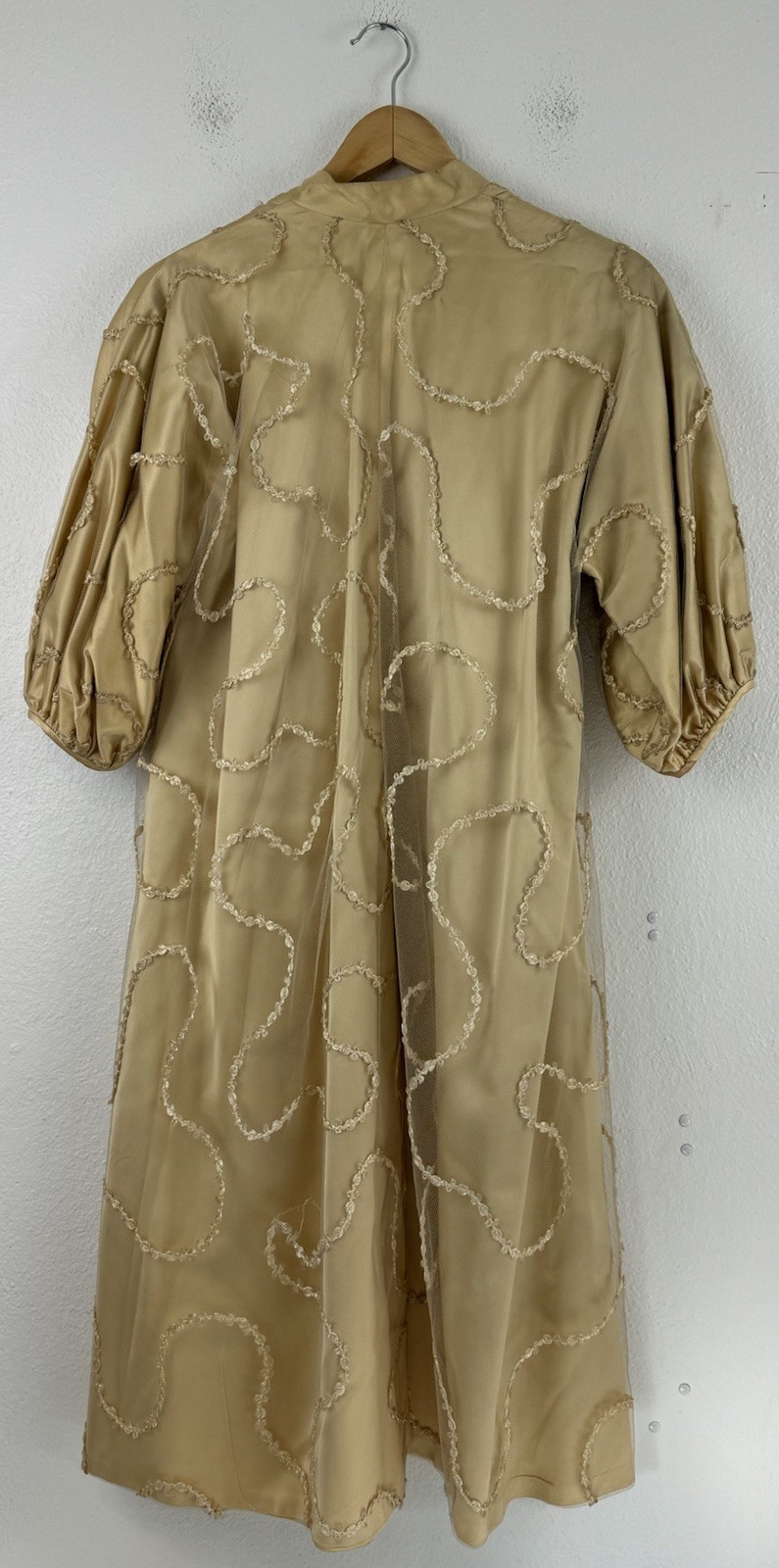 Vintage 1960s Fazzi By Howard Norm Gold Mesh Satin Swing Coat Overcoat RARE
