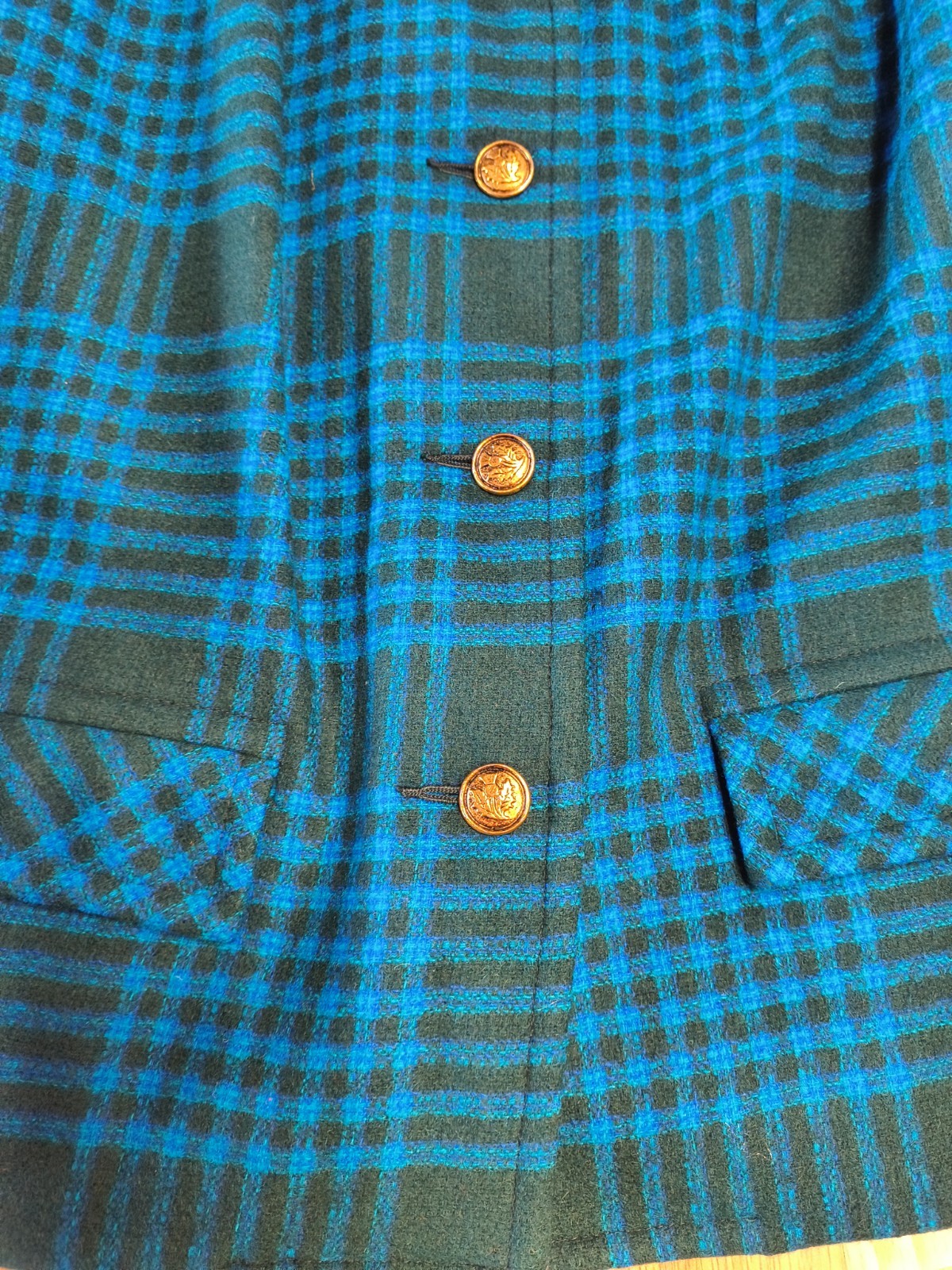 Vintage 1950s Pendleton Virgin Wool Blazer Jacket Thistle Buttons Button Front