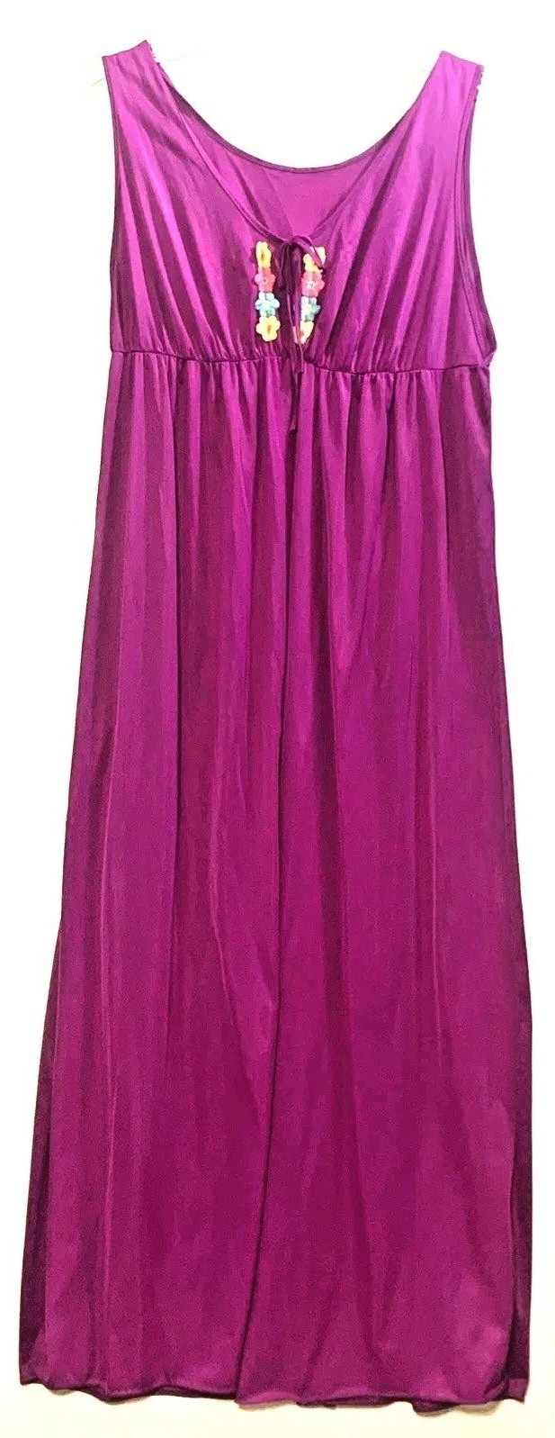 Vintage Nightgown Nylon Long Magenta Grecian Style Size S/M READ