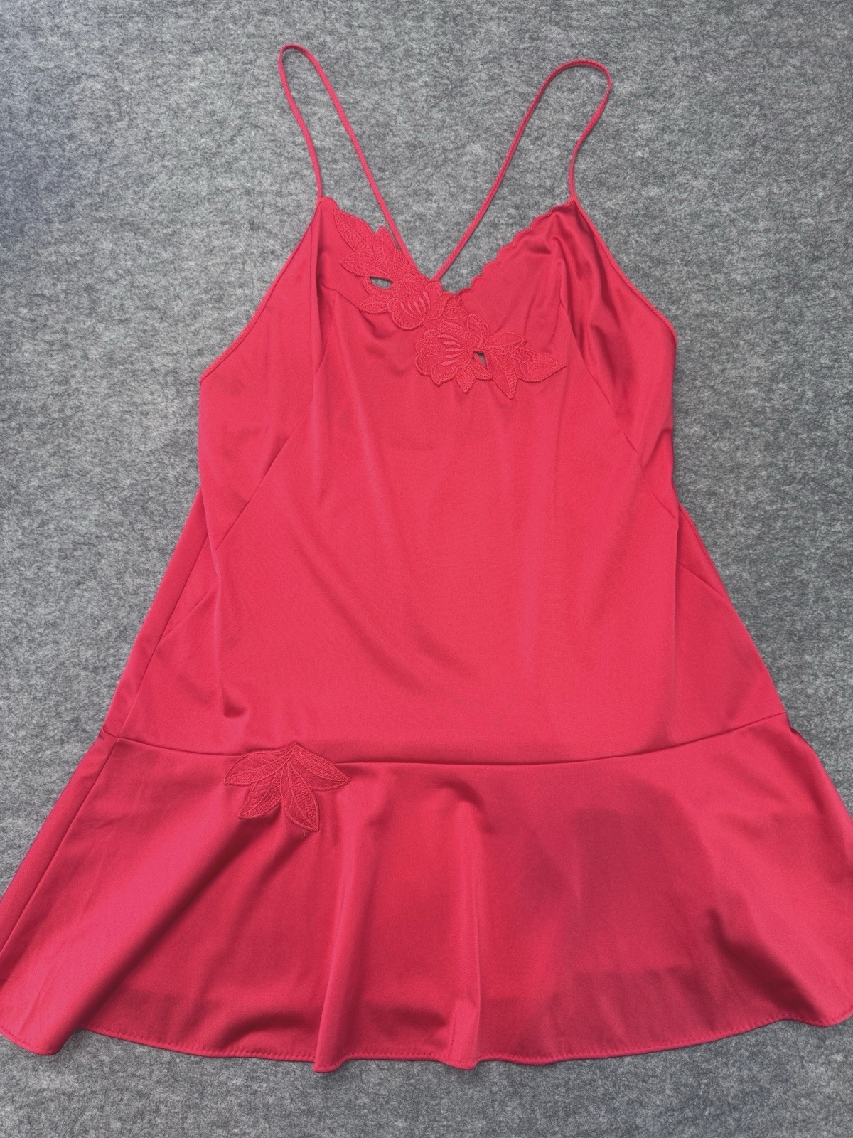 VTG Shadowline Sexy Red Nightgown Backless w/Straps, Flirty, Bombshell, Sz S/M