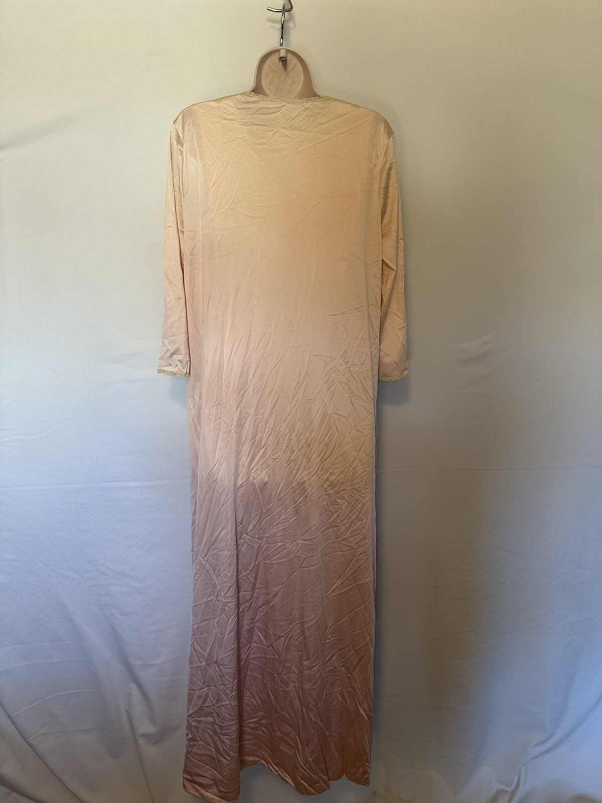 Vanity Fair Vintage nightgown peach beige trimmed 36/SML robe glamour boudoir