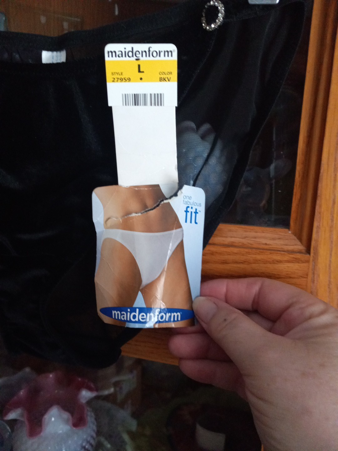 Vintage Panties NOS MAIDENFORM STRING BIKINI VELVET SHEER BACK LG 12-18 PANTIES