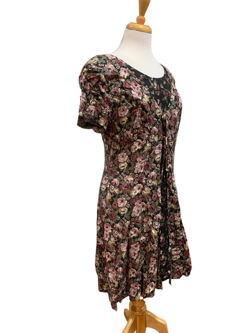 Vntg 90’s Women&rsquo;s All That Jazz Floral Mini Dress Juniors 11 Black Pink