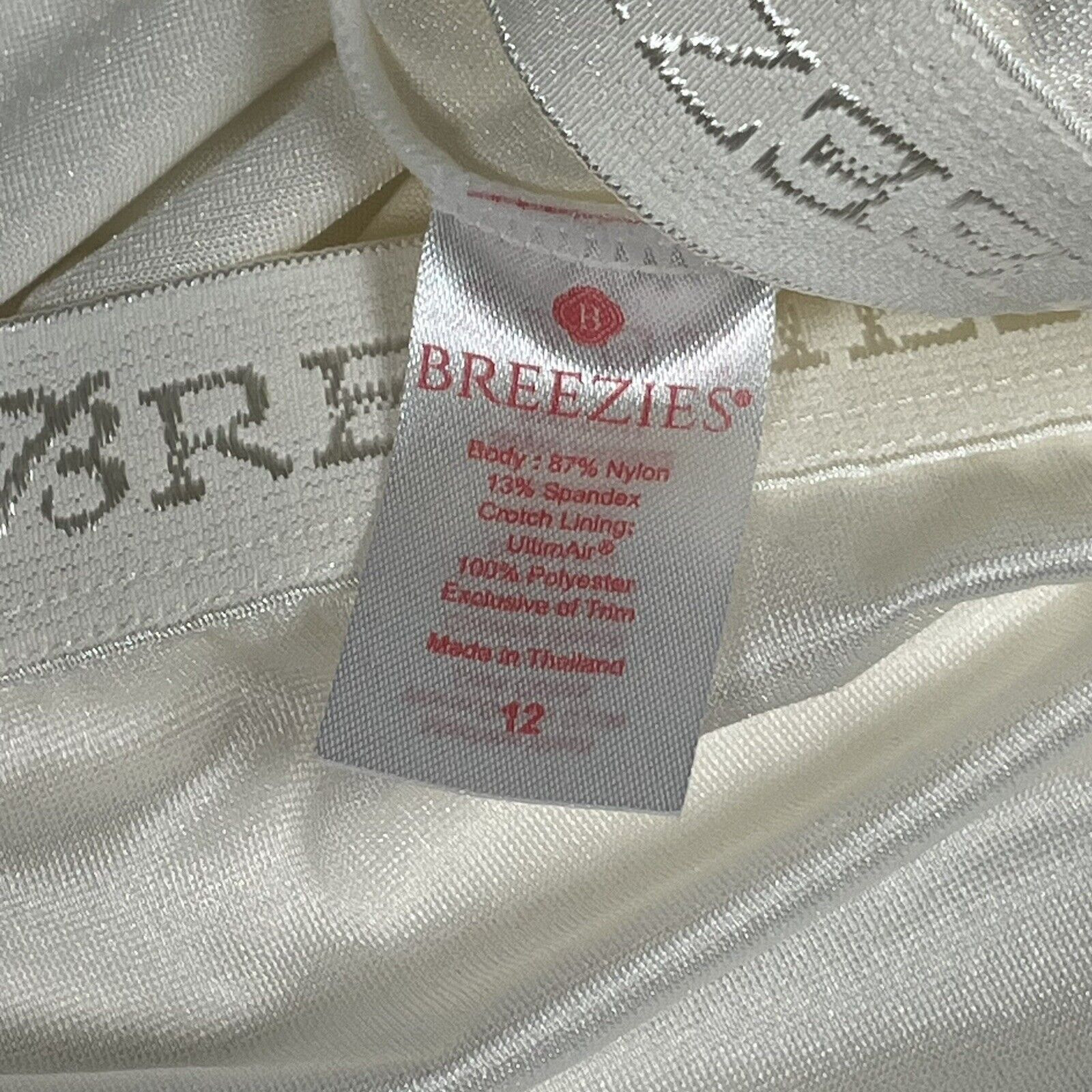 NWOT White Plus Size Breezies Nylon Spandex Panties Plus Size 12