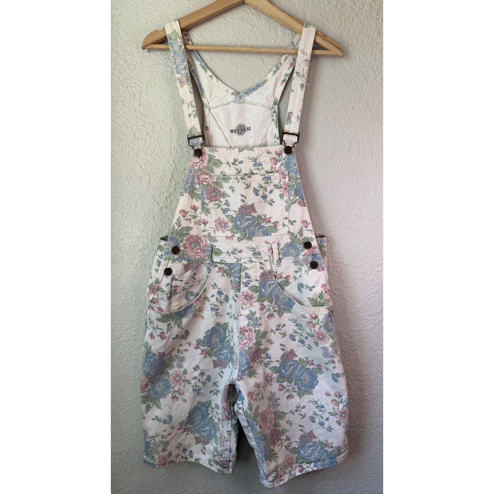 Vintage 90s Wet Seal Floral Denim Shortalls And Cropped Jacket Set Made In USA M