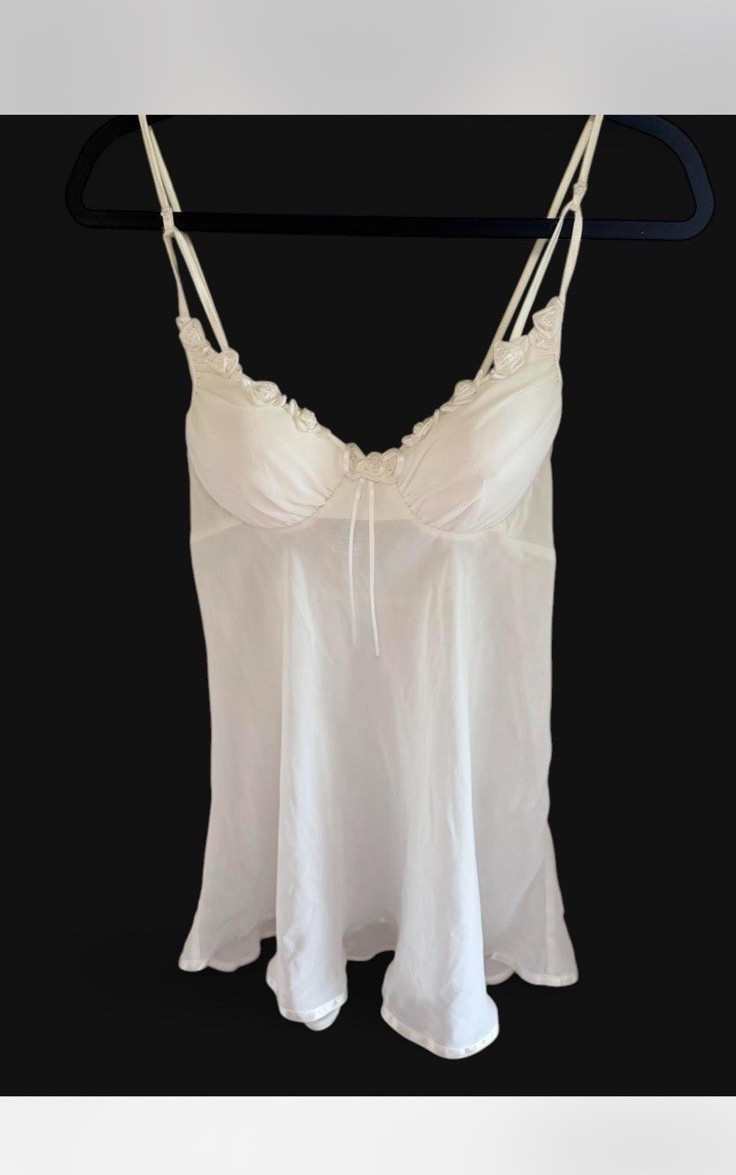 Cinema Etoile White Seductive Wear Camisole Lingerie Top, Regular M, 6G13001