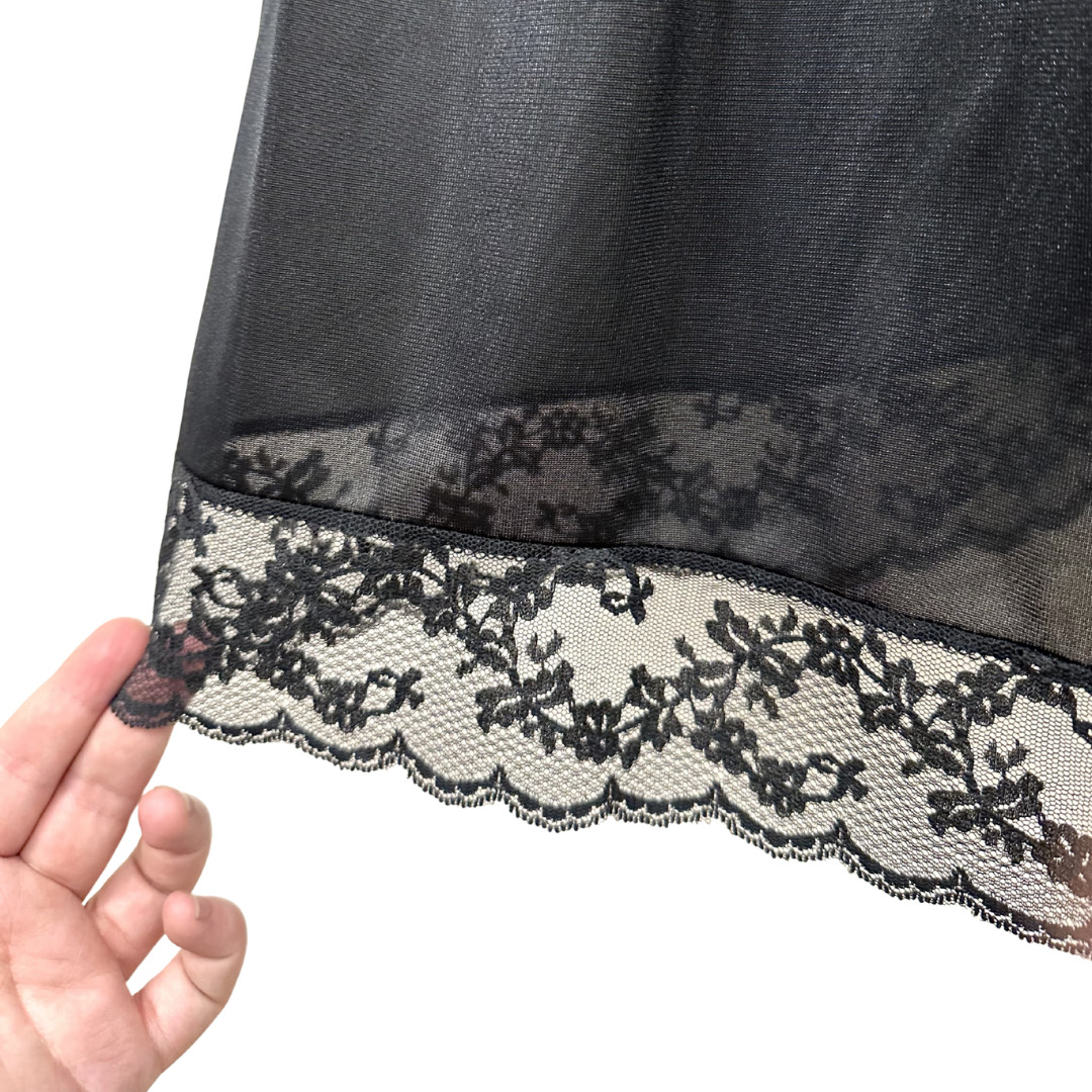 Vintage 1960s Jenelle Black Marabou Feather and Nude Illusion Lace Peignoir Robe