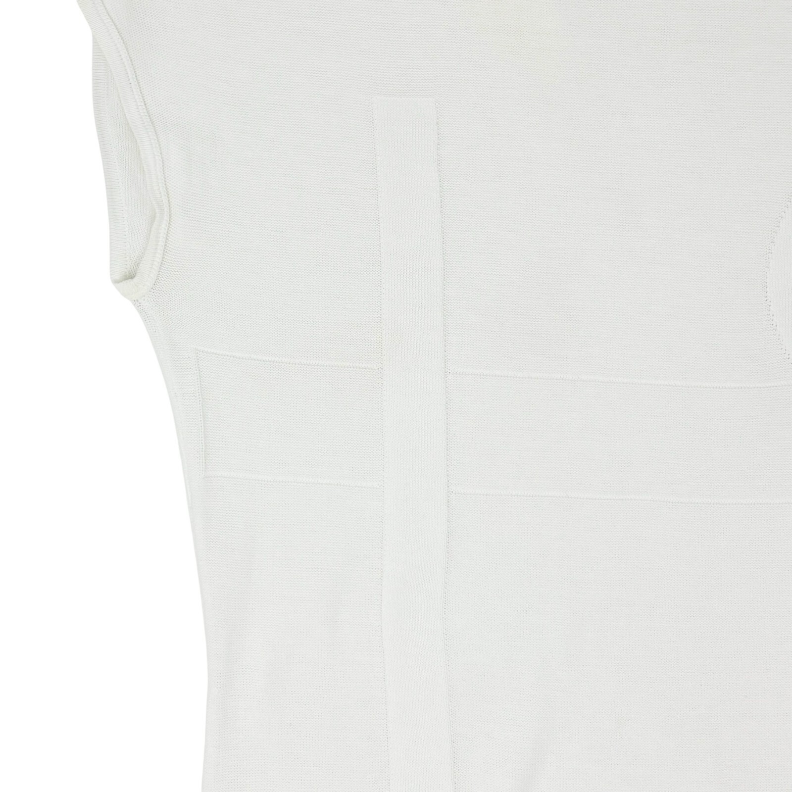 CHANEL Vintage P46183 CC Mark Logo Sleeveless Top #38 White Cotton