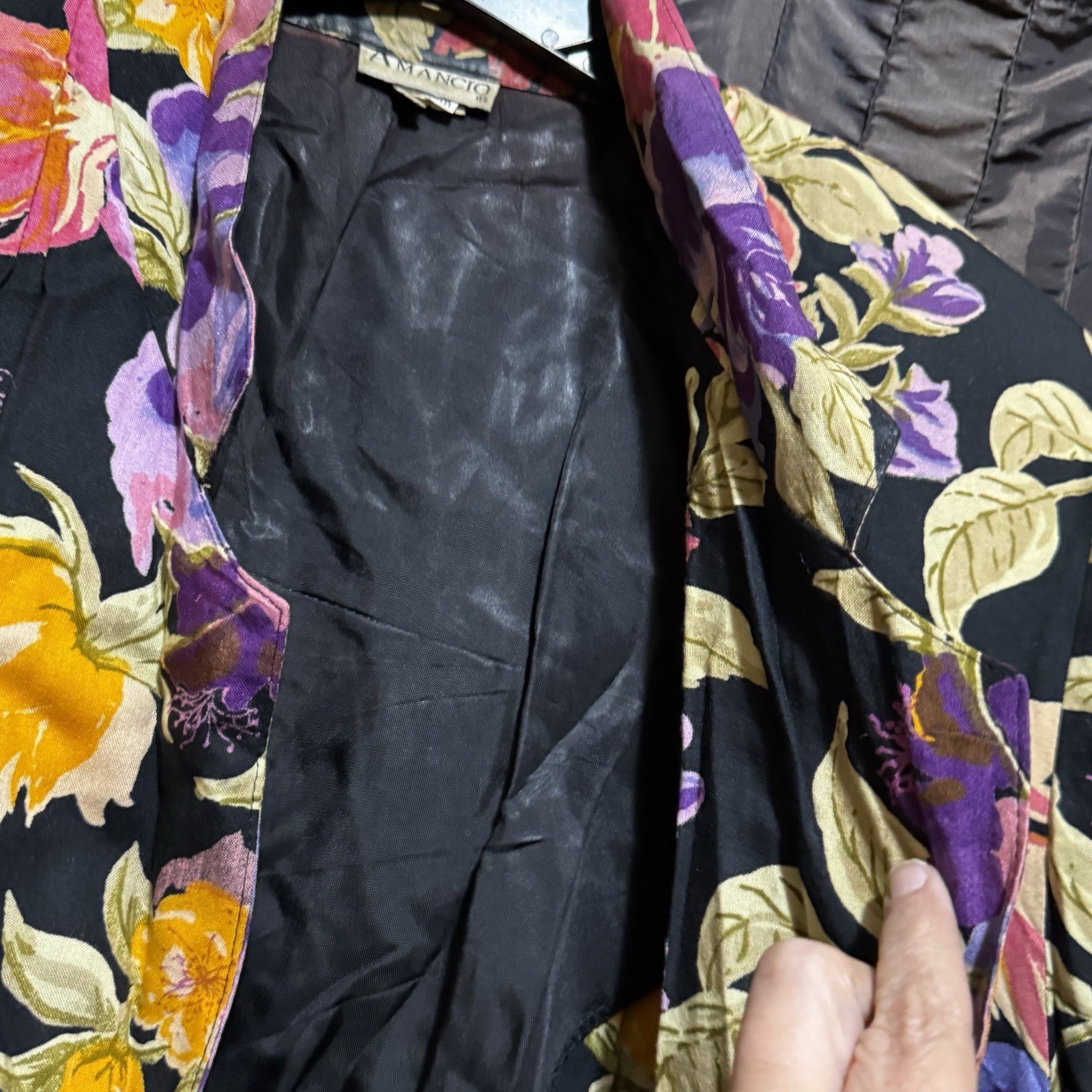 Floral Blazer Jewel Tones Oversized Long Size Women’s Medium Vintage 1980s