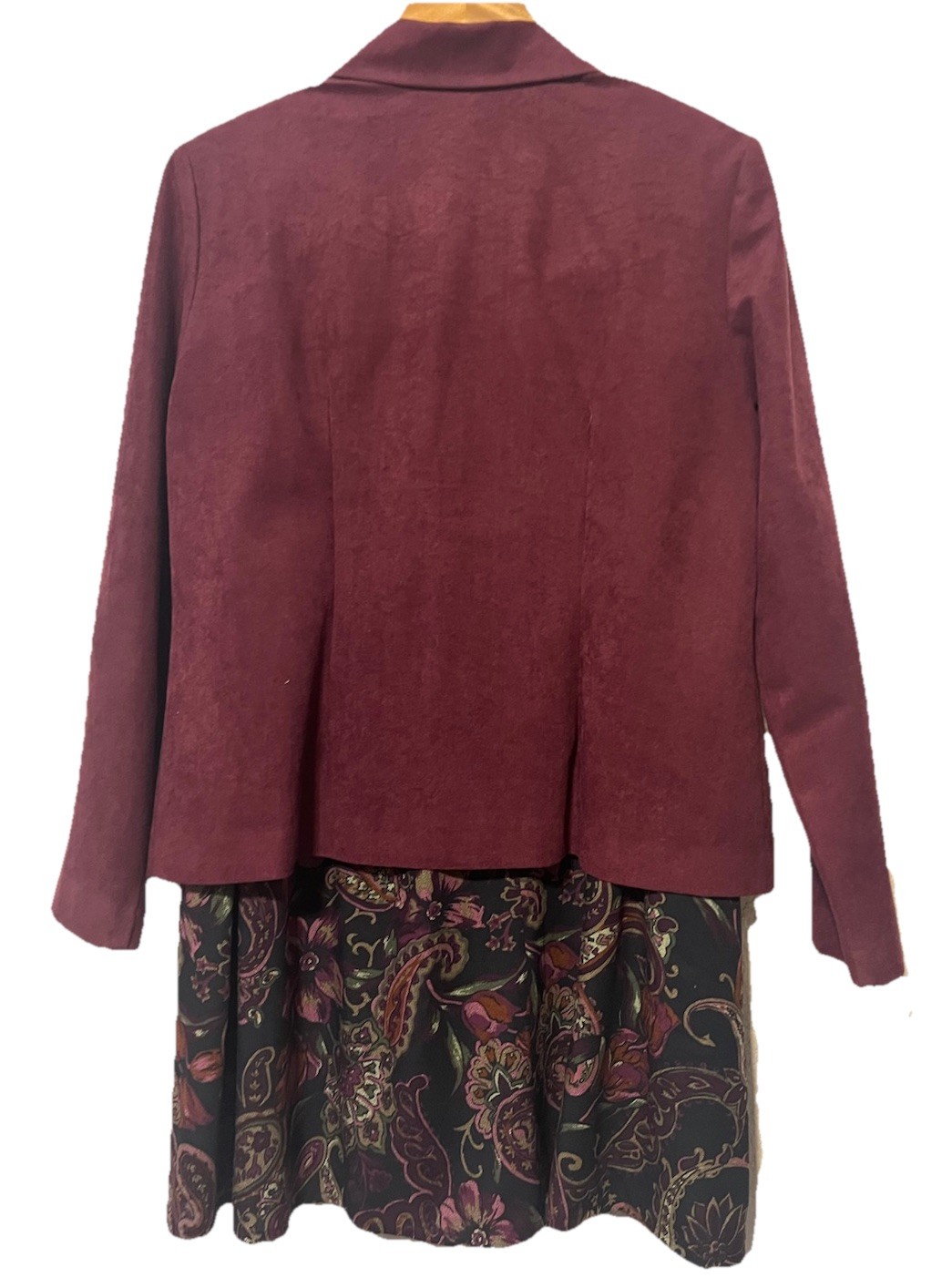 Vintage Bedford Fair Button Up Blazer Floral Zip Skirt Set Paisley Midi Sz 12