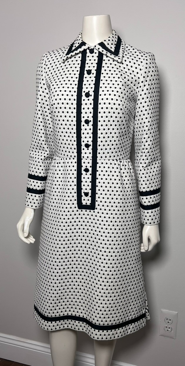 Vintage 1960s Custom Made Polka Dot Dress with Belt – Mod Jackie O Style