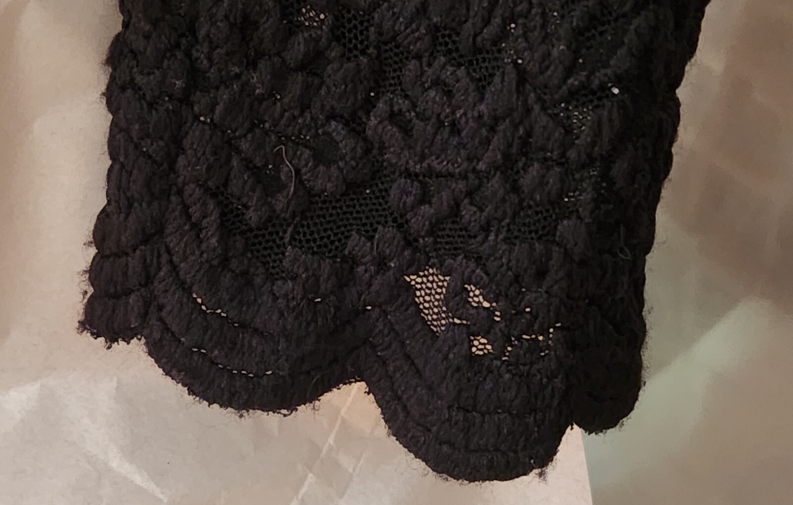 Dress Barn Lace Shrug Bolero Cardigan Black Sheer Scalloped Sexy Small Y2K VTG