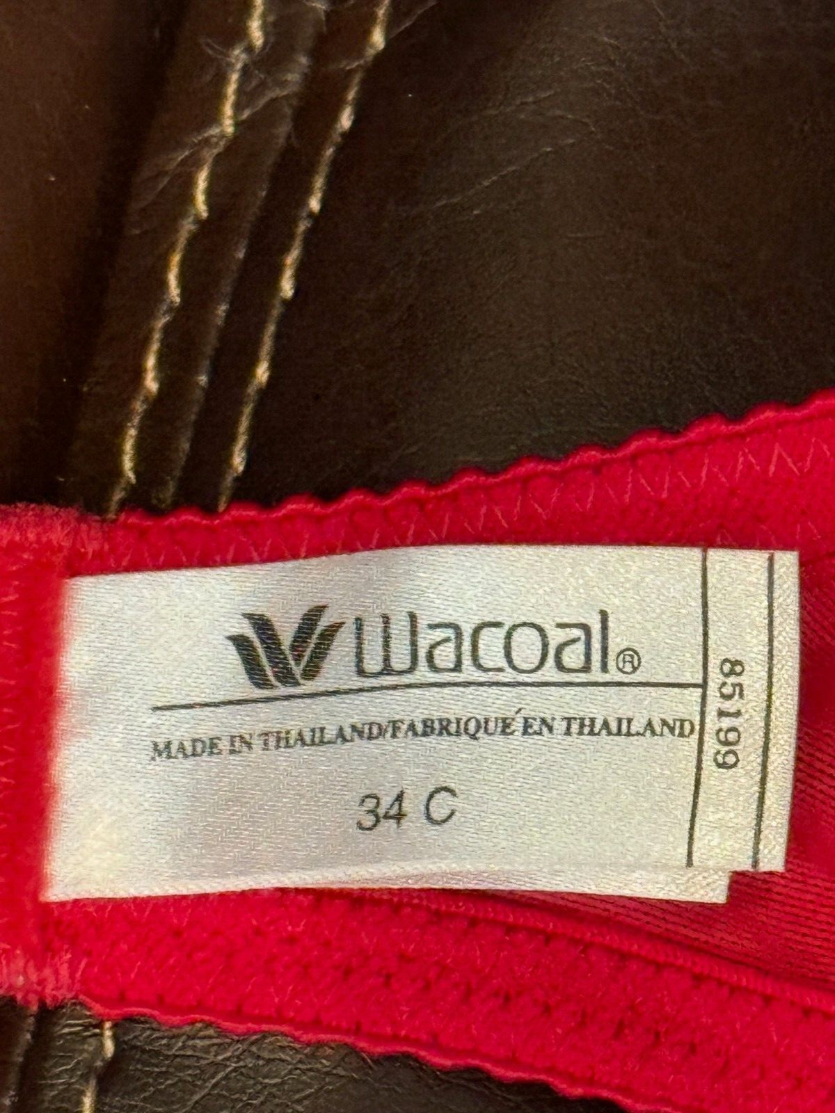 VINTAGE WACOAL 85199 ~ RED ARABESQUE SEMI SHEER FULL FIGURE UNDERWIRE BRA 34C