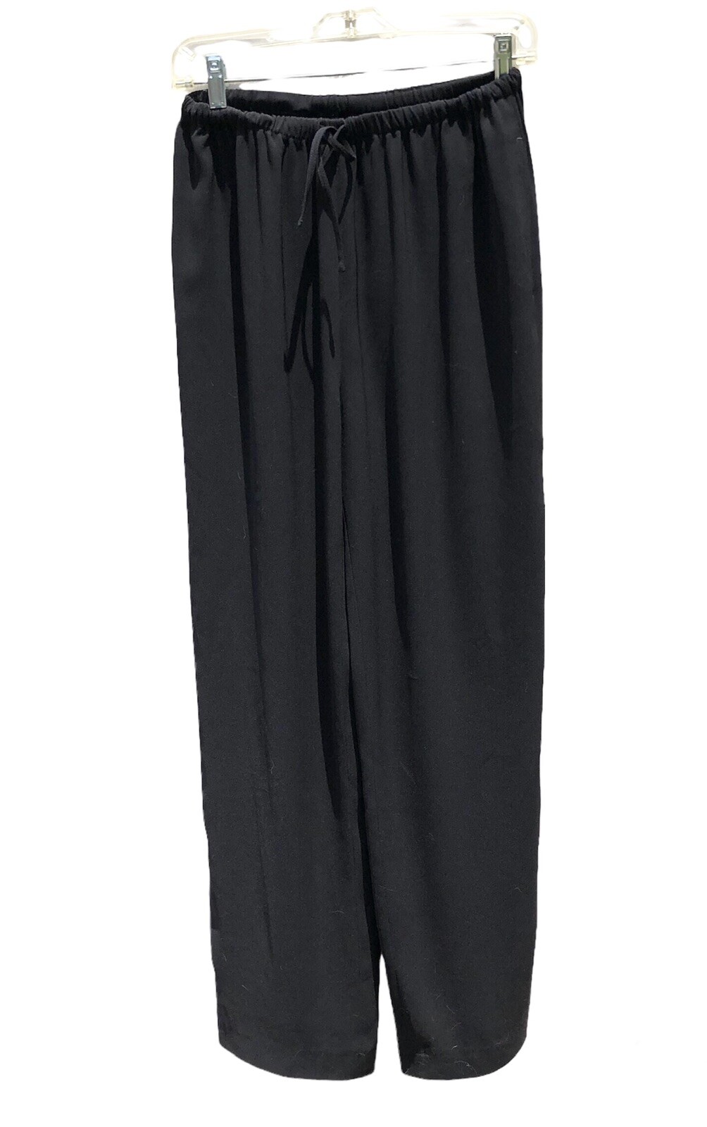 Vintage 90s EMANUEL UNGARO Liberte Black Wide Leg Pants Size XS Drawstring Crepe