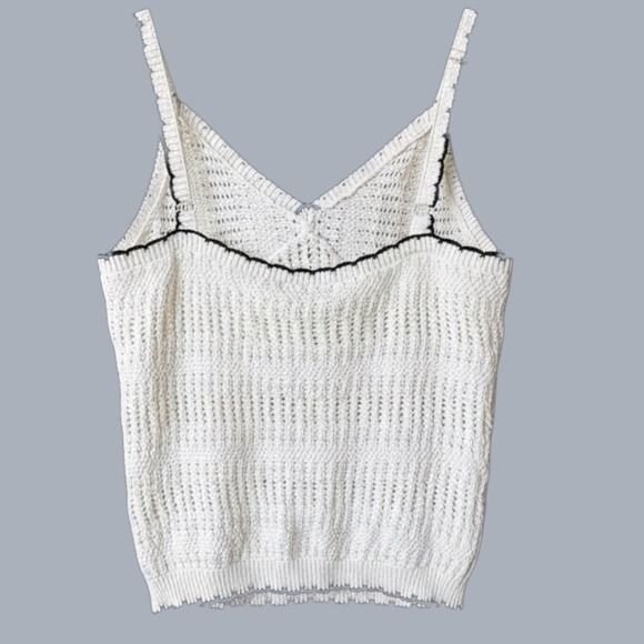 Boho Romance, Cottagecore Vintage Crochet Democracy Tipped Sweater Tank Sz Large