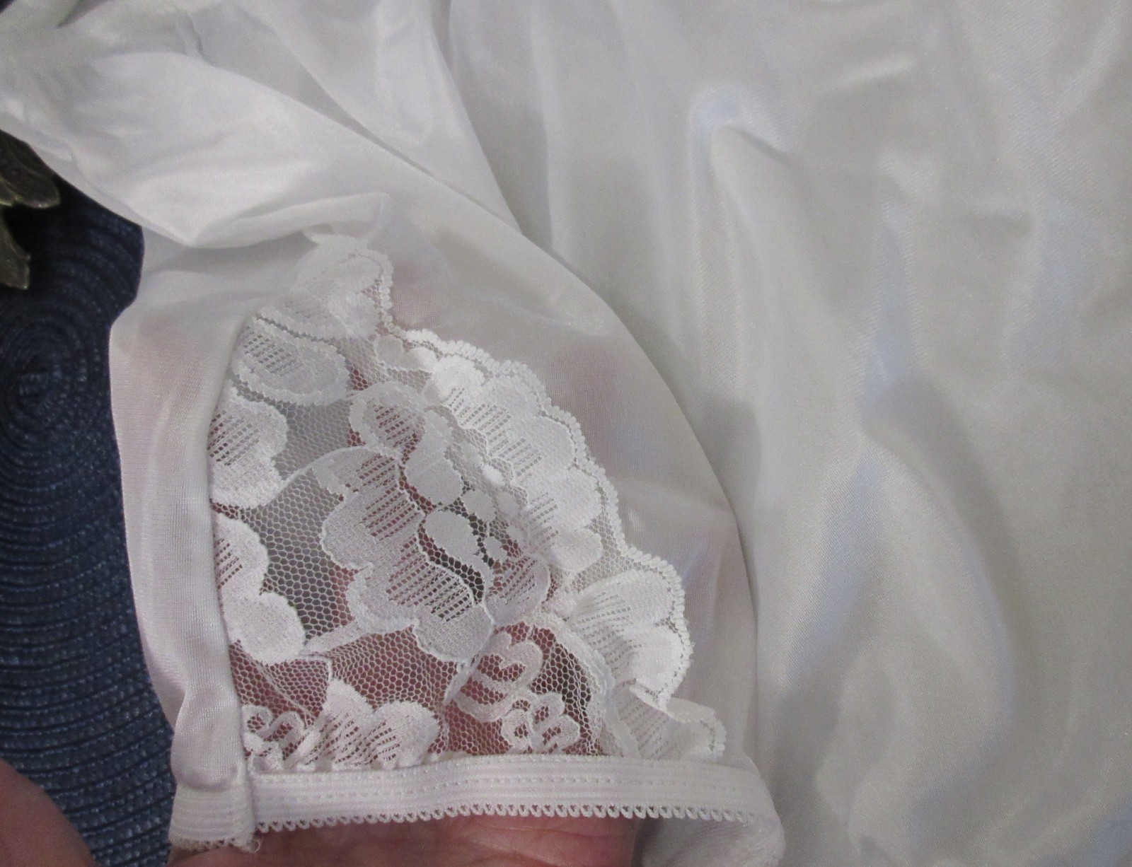NOS VANITY FAIR 13001 WHITE SISSY hi waist GRANNY LACE leg panties sz 12/5XL