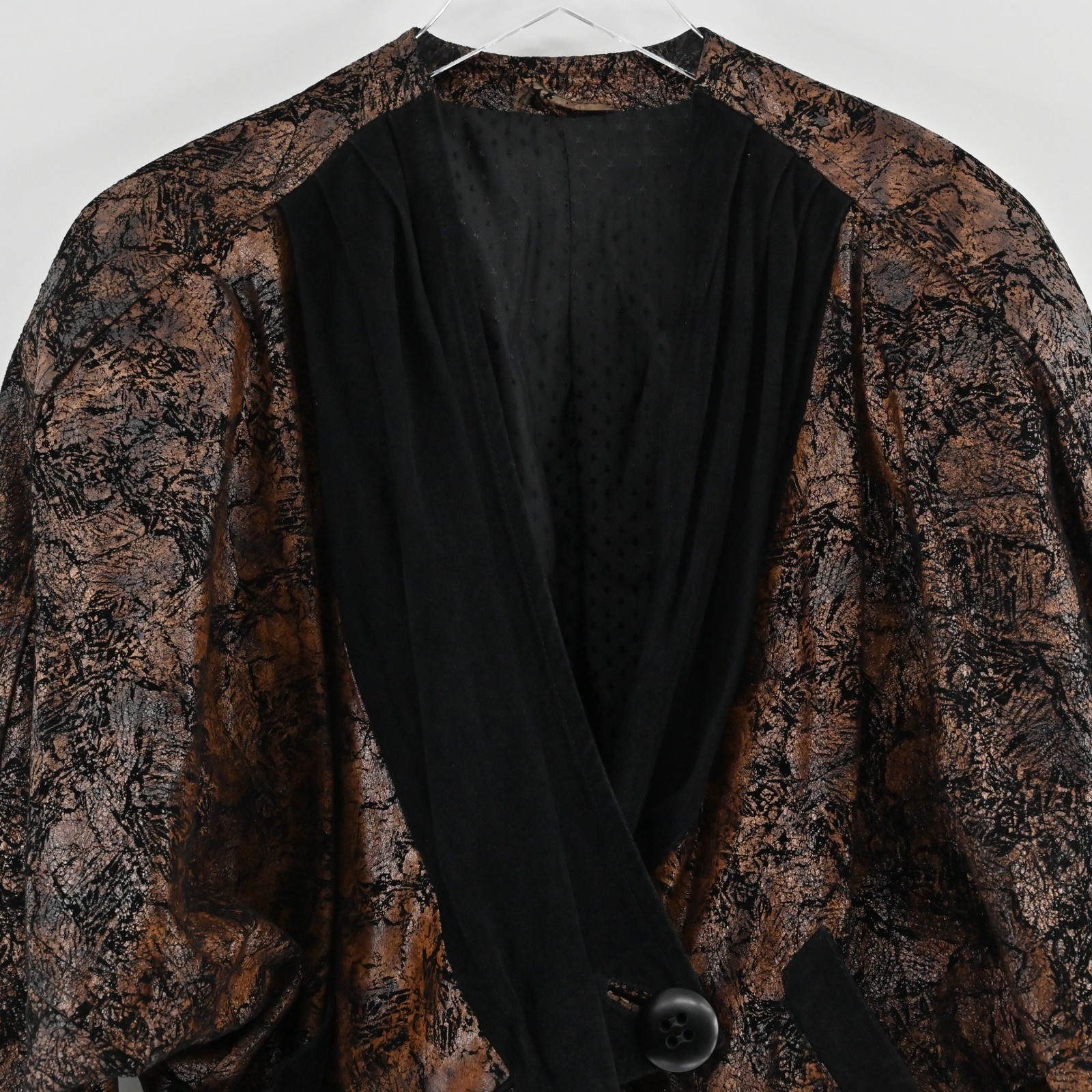 Vintage Parri Firenze Cropped Jacket Size L Brown Black Italy 80s Bomber Indie