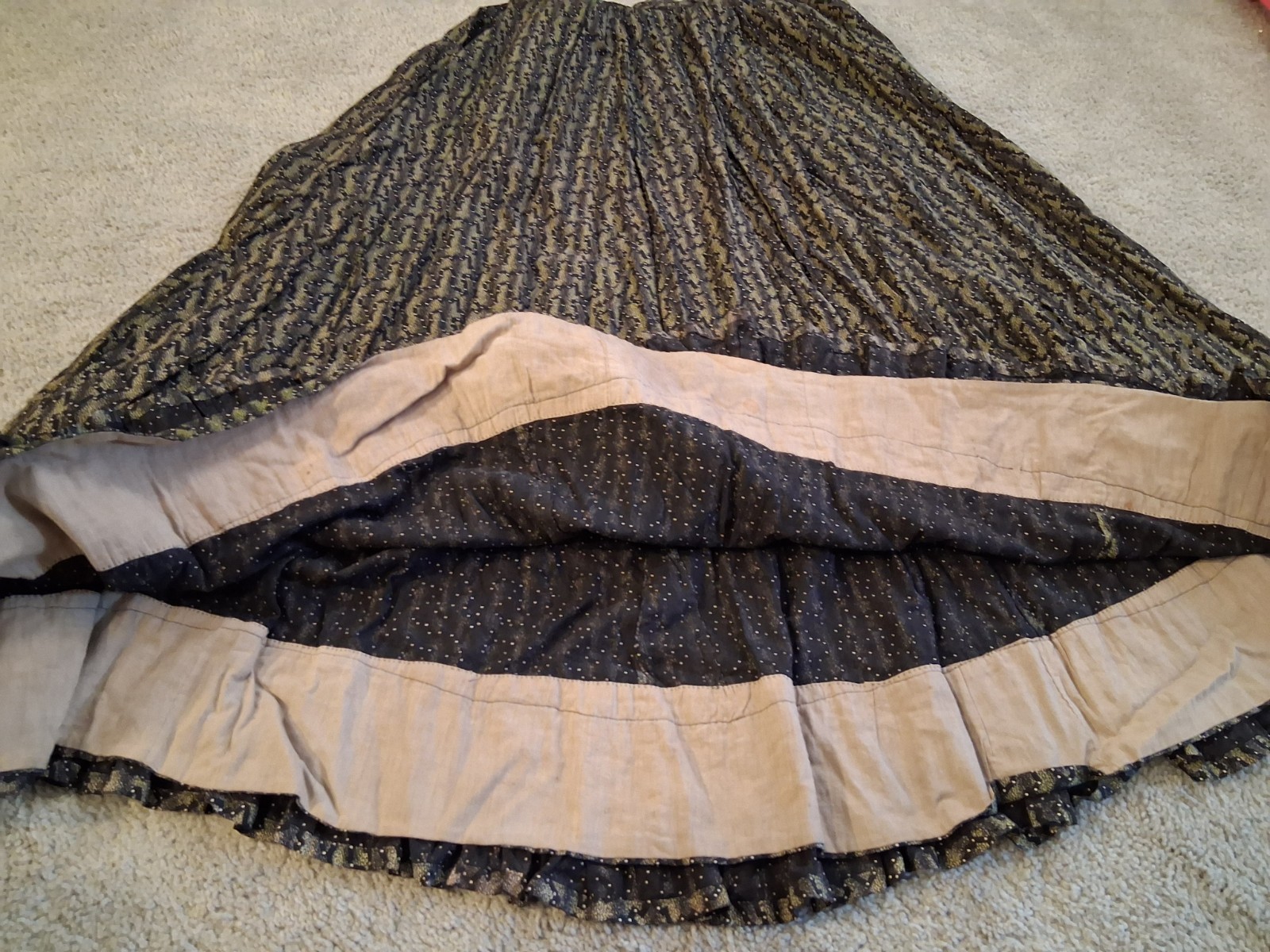 Antique Pioneer Prairie Colonial Day Cotton 2-Piece Edwardian Dress