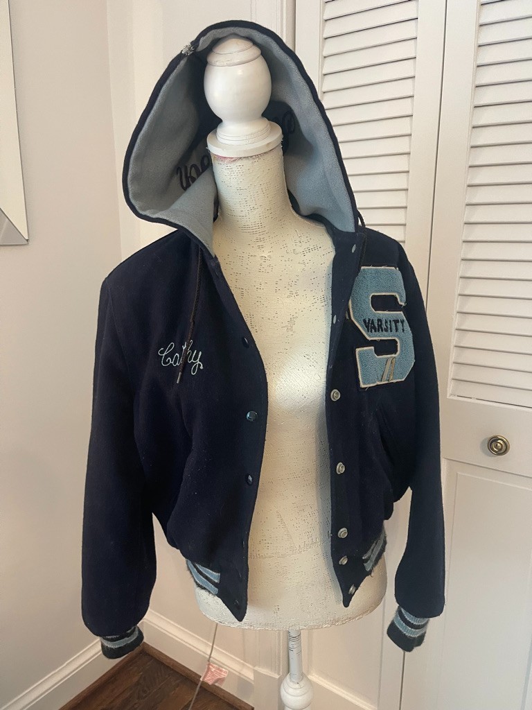 1985 Vintage Dark & Light Blue Wool Varsity Jacket Woman&rsquo;s SMALL