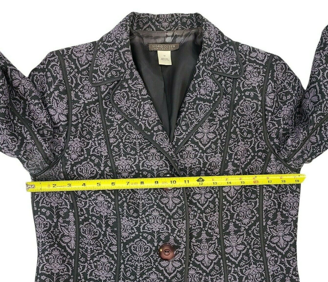 Vintage Wool Silk Jacquard Blazer Jacket Tapestry Art to Wear Purple Size 12