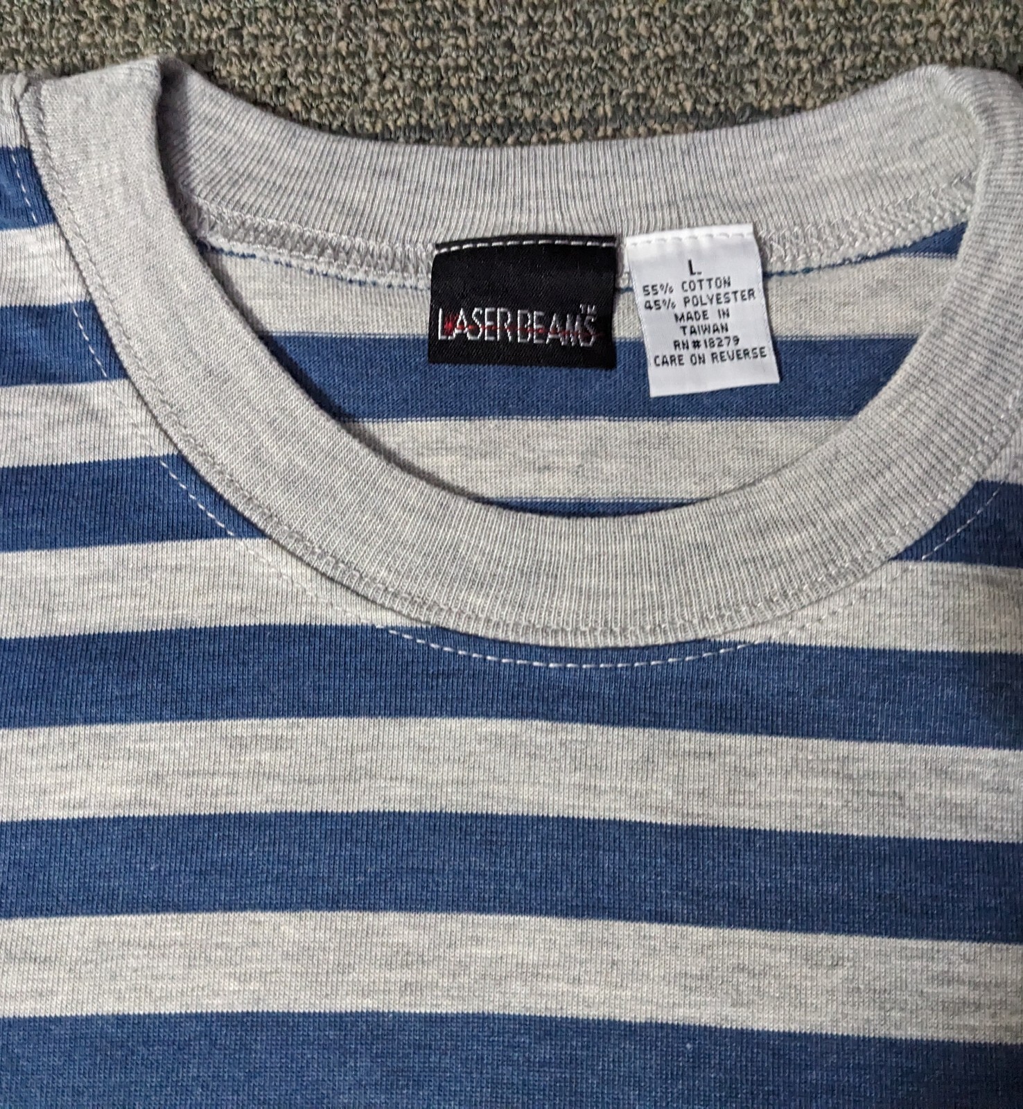 Vtg Shirt Crop Top Women&rsquo;s Large Tee Shirt Striped Gray NOS 80&rsquo;s Short Sleeves