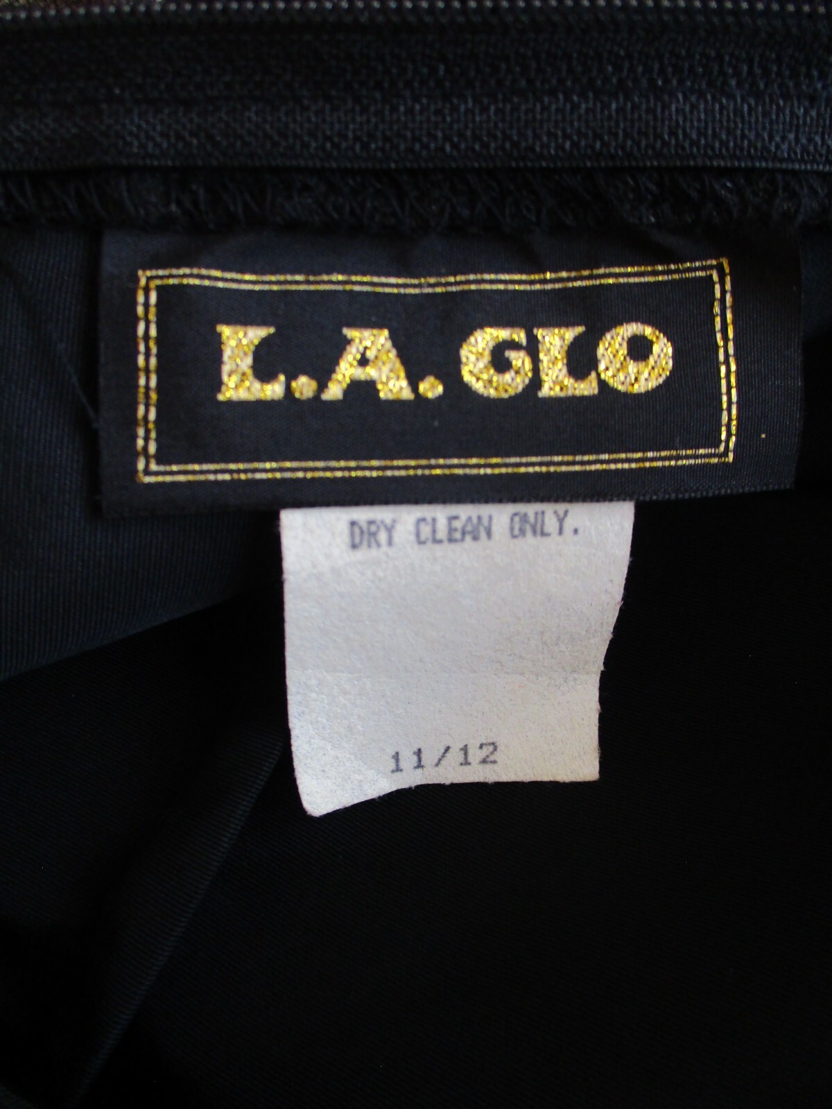 VTG L.A. Glo Dress Black Flocked Velvet Taffeta Mesh Bustle M Women Sleeveless