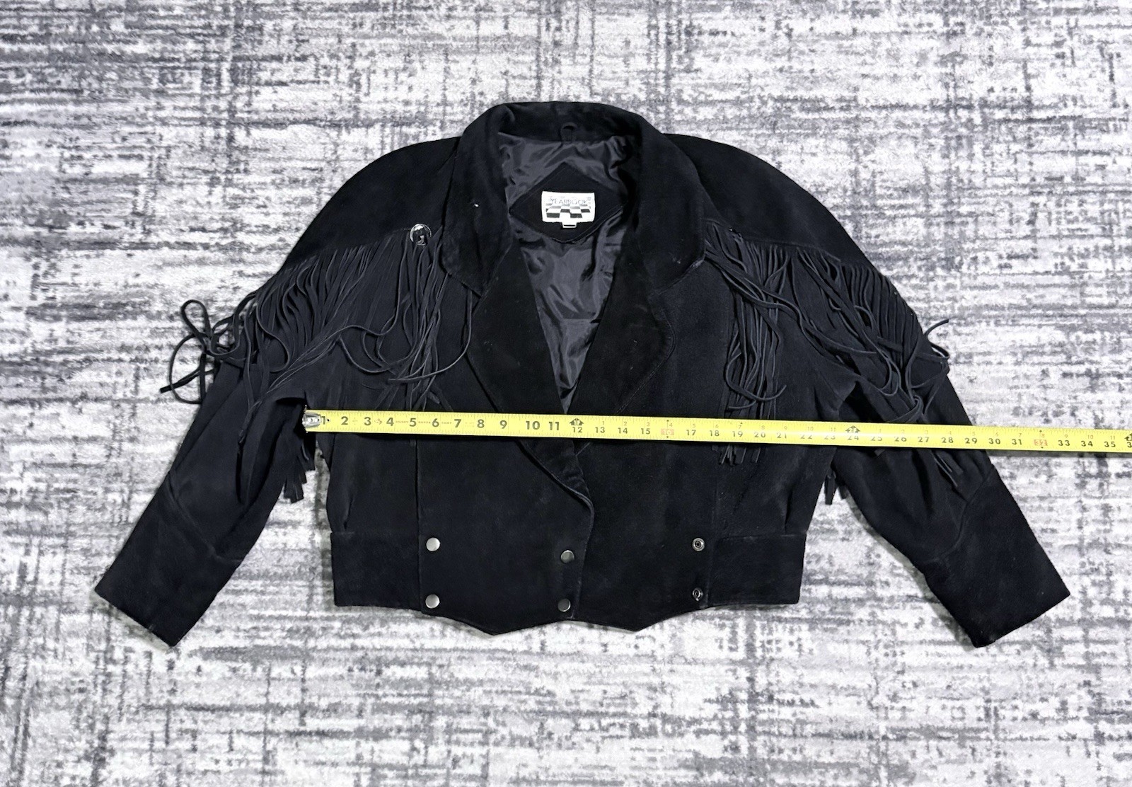 Vintage Yearbook Suede Leather Fringe Jacket Western Cropped Women’s Size M