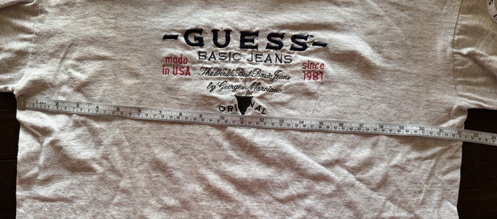 Vintage 90s GUESS Basic Jeans Long Sleeve Shirt USA One Size Embroidered Logo